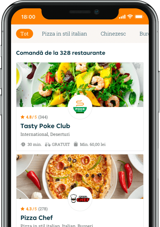 Immagine della lista ristoranti nella nostra app per mobile